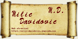 Milić Davidović vizit kartica